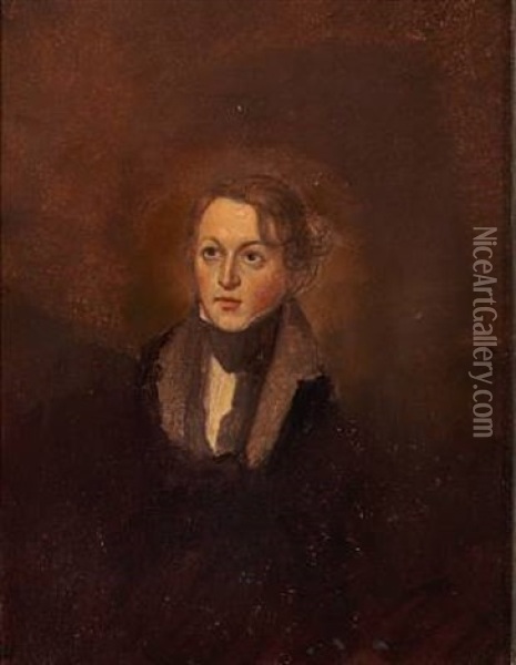 Portrait Of Lithographer A. Borum (+ Portrait Of Painter Morgenstern From Hamburg; 2 Works) Oil Painting - Wilhelm Ferdinand Bendz