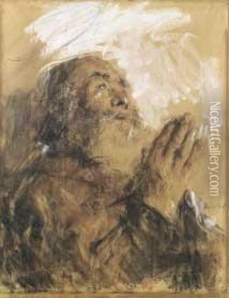 Santo In Preghiera Oil Painting - Antonio Mancini