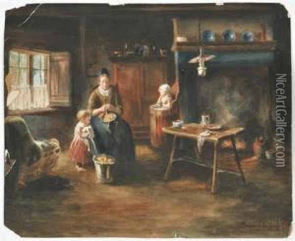 Dutch Interior Oil Painting - Bernard Johann De Hoog