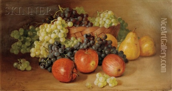 Still Life With Apples, Grapes, And Pears Oil Painting - John Clinton Spencer