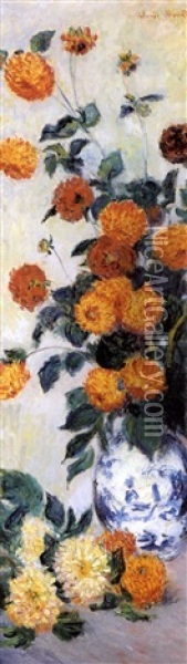 Dahlias Oil Painting - Claude Monet