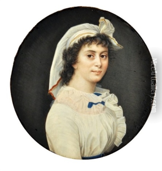 Portrait De Femme En Robe Blanche Oil Painting - Giuseppe Tresca