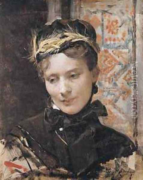 Portrait of a Lady Oil Painting - Raimundo de Madrazo y Garreta