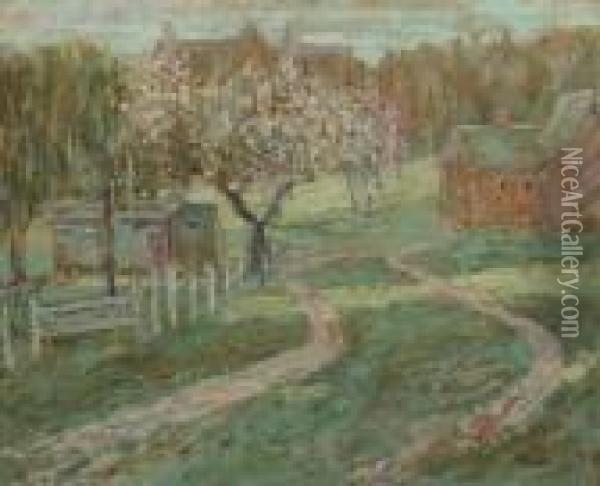 Farm Building, Ridgefield, Connecticut Oil Painting - Ernest Lawson