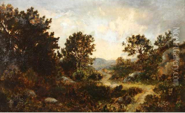 Lande D'arbonne Afontainebleau Oil Painting - Narcisse-Virgile D Az De La Pena
