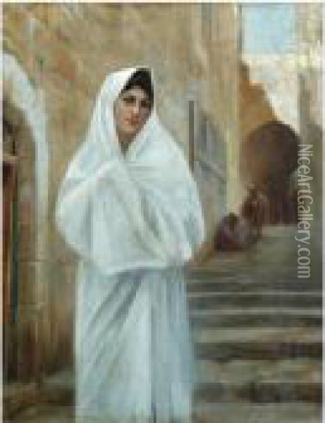 Young Girl, Jerusalem Oil Painting - Theodore Jacques Ralli