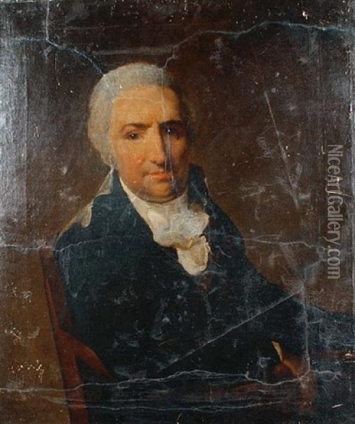 Portrait Of A Gentleman In A Black Coat With A White Cravat Oil Painting - Henri-Pierre Danloux