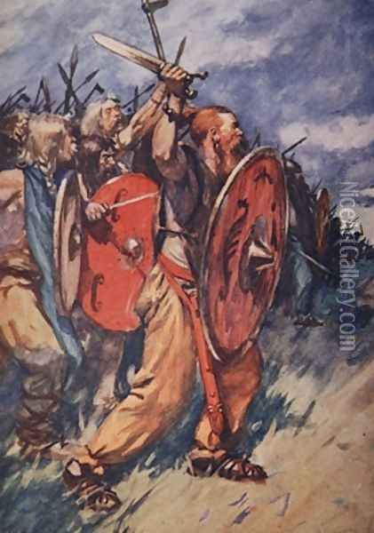 On and on they came hungering for battle illustration from A History of Germany Oil Painting - A.C. Michael