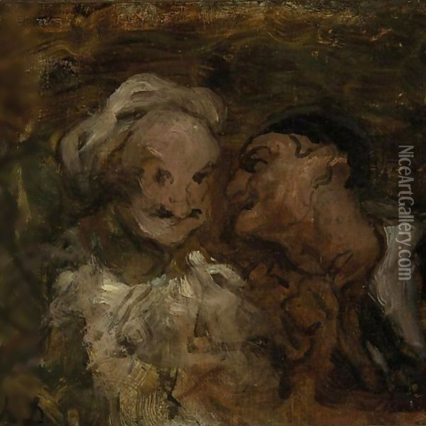 Crespin Et Silvestre Oil Painting - Honore Daumier