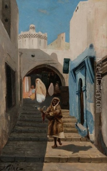 Rue Animee En Algerie Oil Painting - Maxime Noire