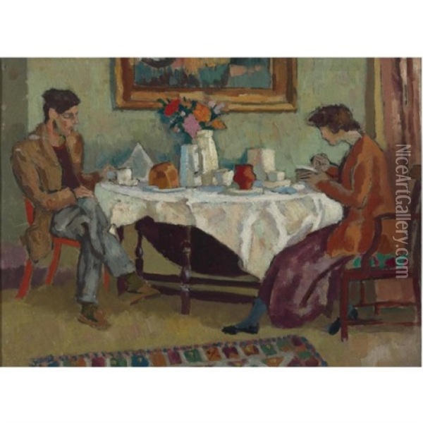 The Breakfast Oil Painting - Roger Fry