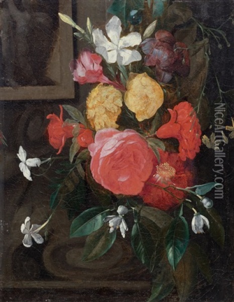 Pair Of Works: Still Lifes Of Flowers Oil Painting - Daniel Seghers