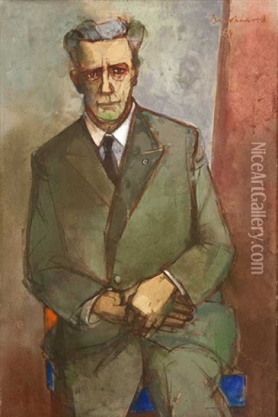 Portrait Prof. Alexander Mette - 2. Fassung Oil Painting - Heinrich Burckhardt