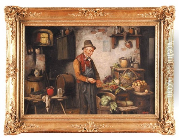 Sprzedawca Warzyw Oil Painting - Carl Ostersetzer