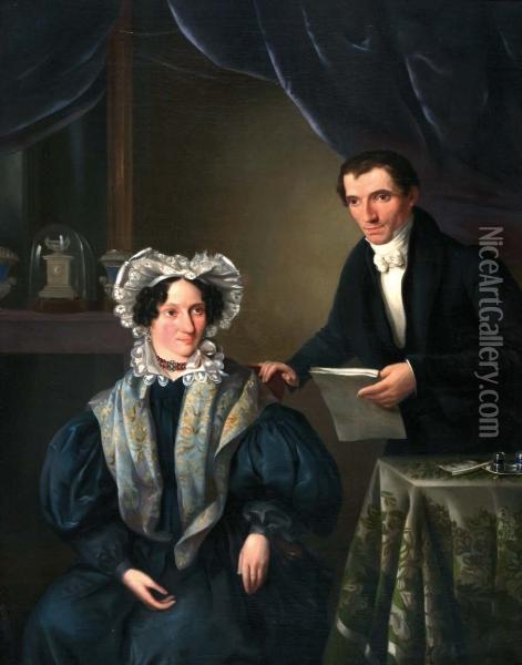 Elegant Paar In Voornaam Binnenhuis Oil Painting - Ezechiel Davidson