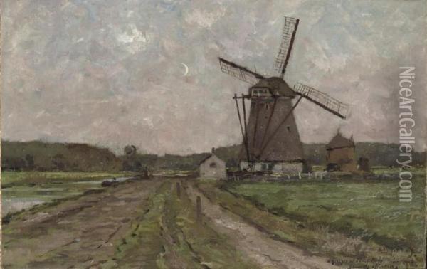 A Windmill At Dusk Oil Painting - Rodolphe Paul Wytsman