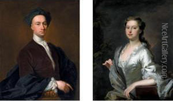 Portrait Of Sir Thomas Hulbert; And Lady Hulbert, His Wife Oil Painting - Richardson. Jonathan