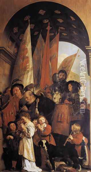 Triumphal Procession with Musicians 1649 Oil Painting - Salomon de Bray