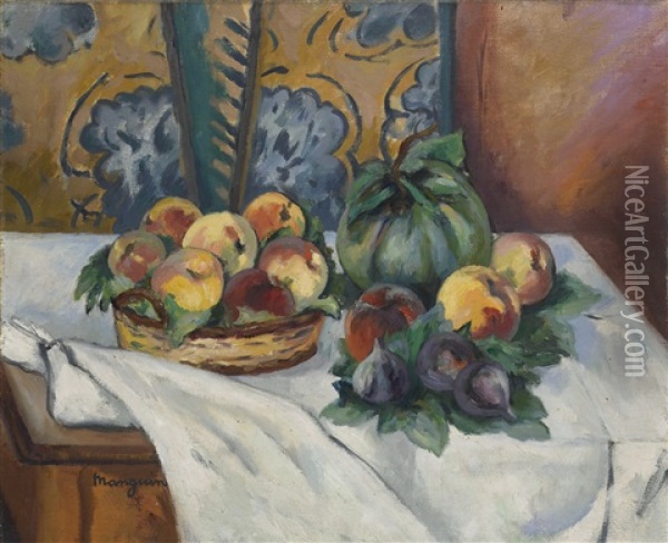 Peches Et Melon Oil Painting - Henri Charles Manguin