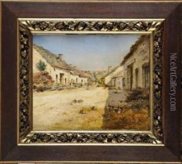 L'entree Du Village Oil Painting - Gustave Gagliardini