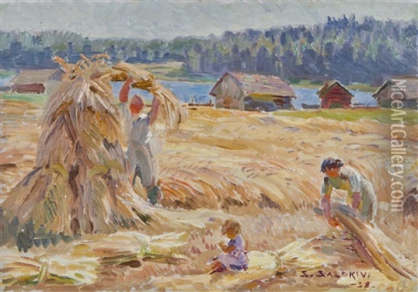 Harvest Oil Painting - Santeri Salokivi