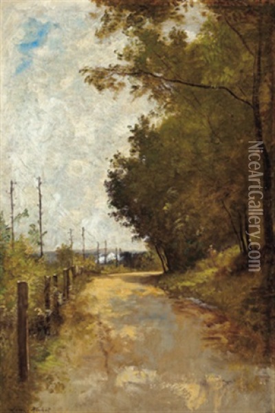 Landstrase Bei Fontainebleau Oil Painting - Leon Richet