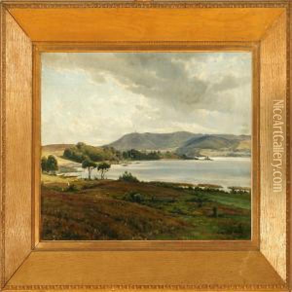 Landscape Fromsilkeborg Lake District, Denmark Oil Painting - Johannes Boesen