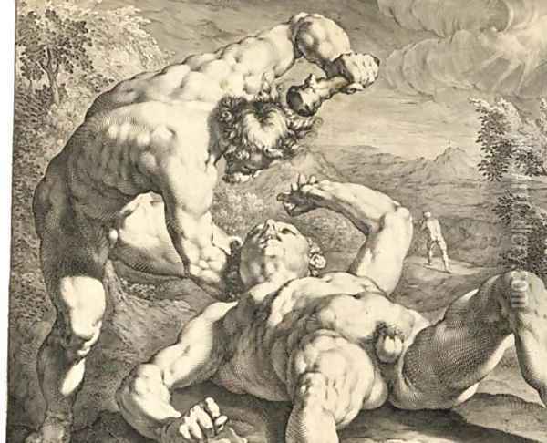 Cain killing Abel, after C. van Haarlem Oil Painting - Jan Muller