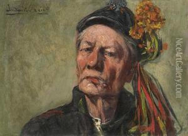 Self-portrait In Cracovian Dress Oil Painting - Ludwik Stasiak