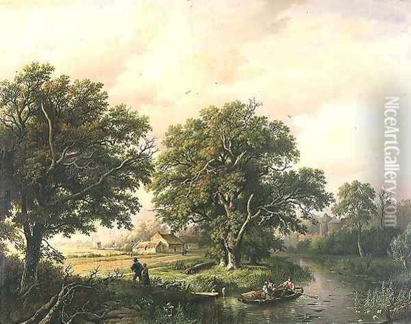 River Scene Oil Painting - Willem Bodemann