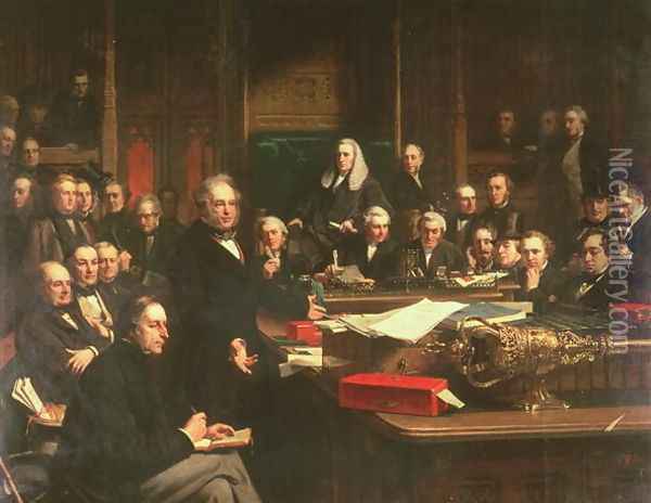 Lord Palmerston Addressing the House of Commons During the Debates on the Treaty of France in February 1860, 1863 Oil Painting - John Phillip