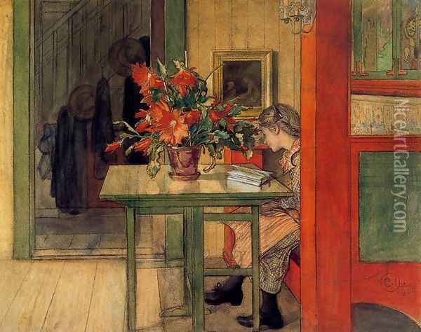 Lisbeth reading Oil Painting - Carl Larsson