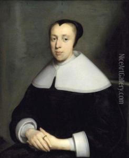 Portrait De Dame Oil Painting - Cornelius Jonson