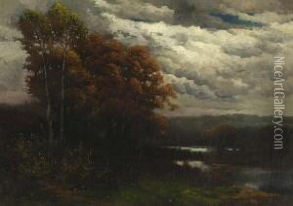 Herbstlandschaft. Oil Painting - Hermann Traugott Rudisuhli