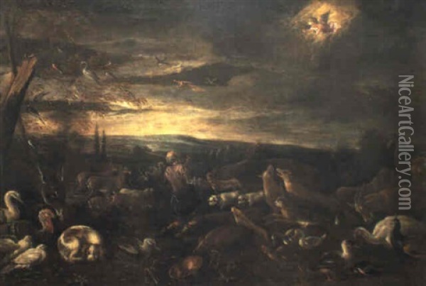 El Arca De No, Oil Painting - Jacopo dal Ponte Bassano