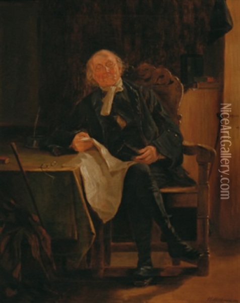 Der Zeitungsleser Oil Painting - Sir Hubert von Herkomer