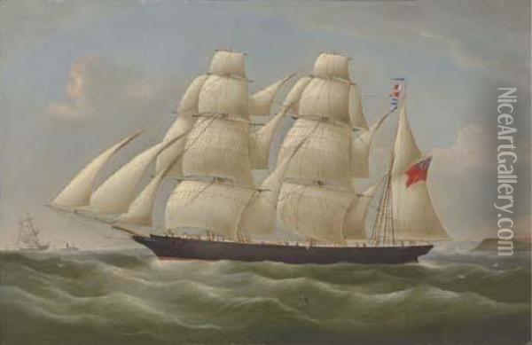 A British Clipper Ship Outward Bound Oil Painting - Richard Barnett Spencer