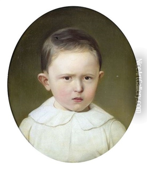 Portrait Des Karl Jakob Haulek Als Kind. Portrait Des Johann Haulek Als Kind (pair) Oil Painting - Ludwig Beyfuss