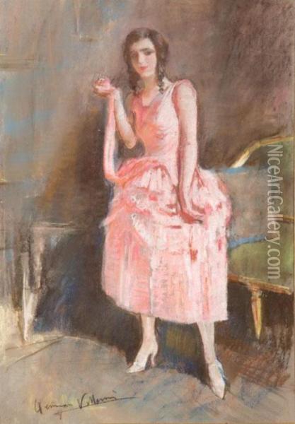 La Dama In Rosa Oil Painting - Gennaro Villani