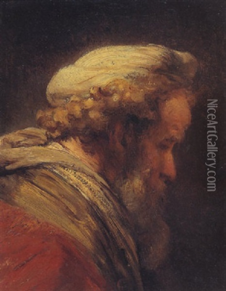 Head Of An Old Man Oil Painting -  Rembrandt van Rijn
