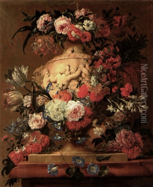 Bouquet De Fleurs (2 Works; Pair) Oil Painting - Jan-Baptiste Bosschaert