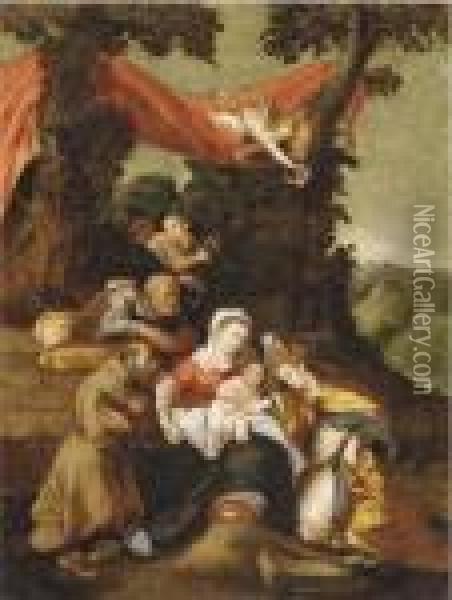 The Mystic Marriage Of Saint Catherine Oil Painting - Denys Fiammingo Calvaert