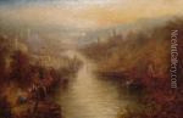 A View On Therhine Oil Painting - James Baker Pyne