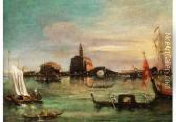 Venezianische Vedute Von San Nicolo Am Lido Oil Painting - Francesco Zanin