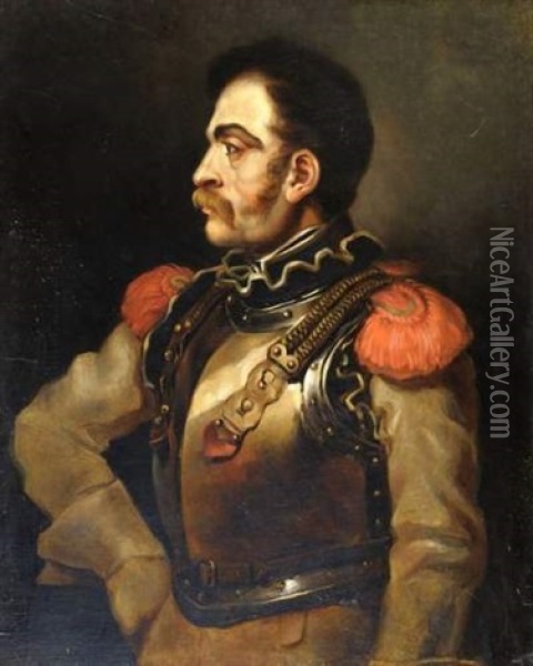 Portrait D'officier En Cuirasse Oil Painting - Theodore Gericault