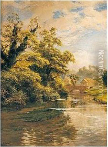 The Old Bridge Oil Painting - Robert Gallon