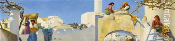 A Scene In Capri Oil Painting - Charles Caryl Coleman