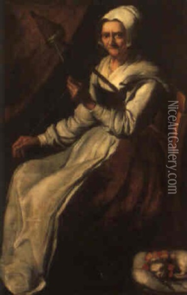 An Old Woman With A Distaff Oil Painting - Giacomo Ceruti