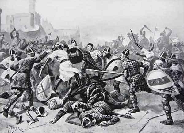 Stephen taken prisoner at the Battle of Lincoln, 1141, illustration from The History of the Nation Oil Painting - Alfred Pearse