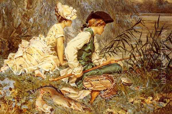 An Afternoon Of Fishing Oil Painting - Frederick Hendrik Kaemmerer